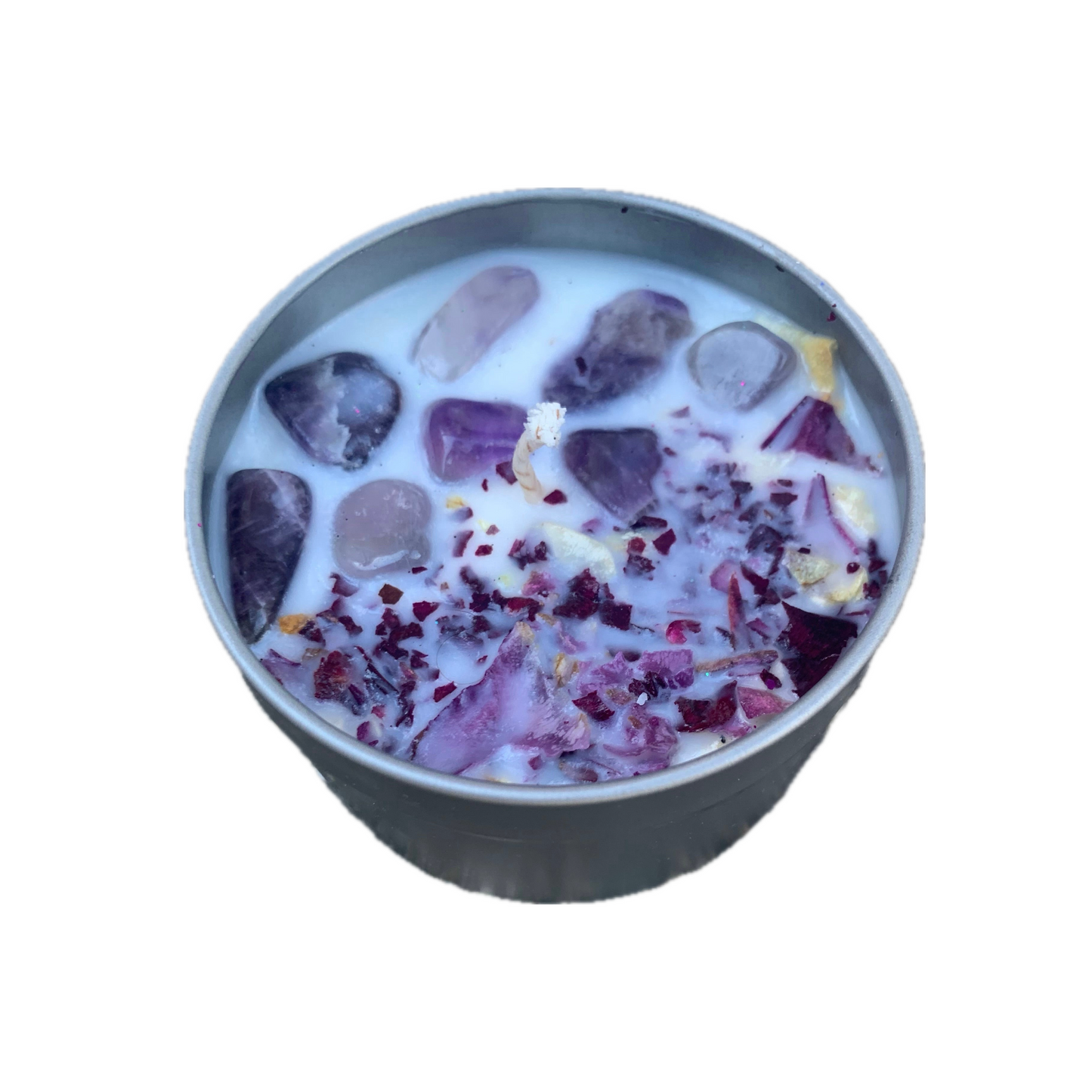 Amethyst rose petal candle