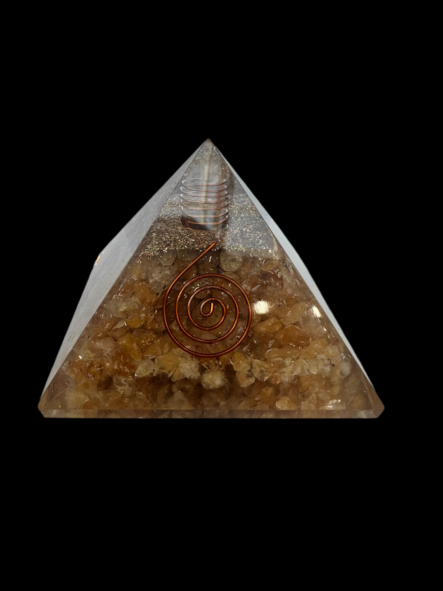 Yellow Quartz Orgonite Pyramid - Elegant Design for Home Decor with Solar Plexus and Creativity Enhancer