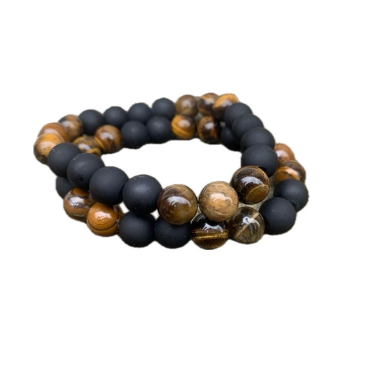 Black matte/ tigers eyes bracelets