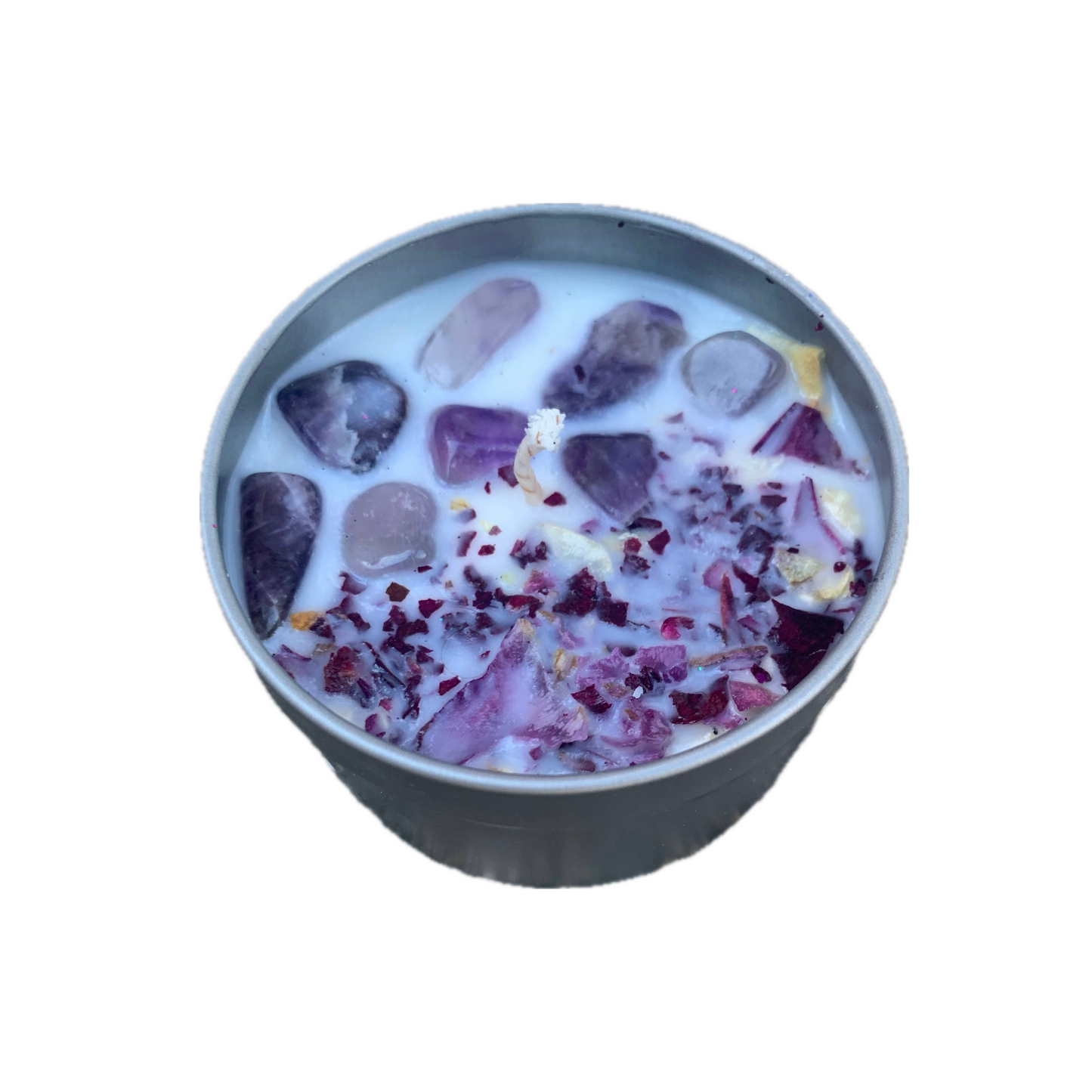 Amethyst rose petal candle