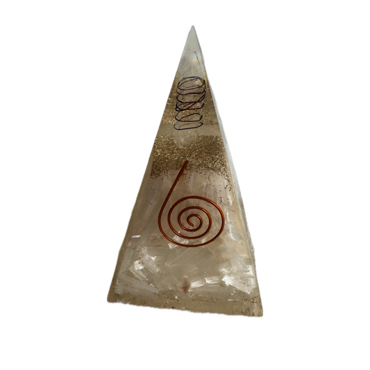 Selenite Orgonite Pyramid - Powerful Crystal for Clearing Negative Energy & Enhancing Clarity, Ideal for Home & Office Space